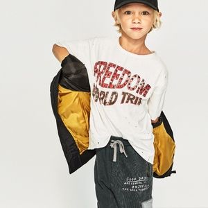 Zara Boys White T Shirt Graphics Size 13-14